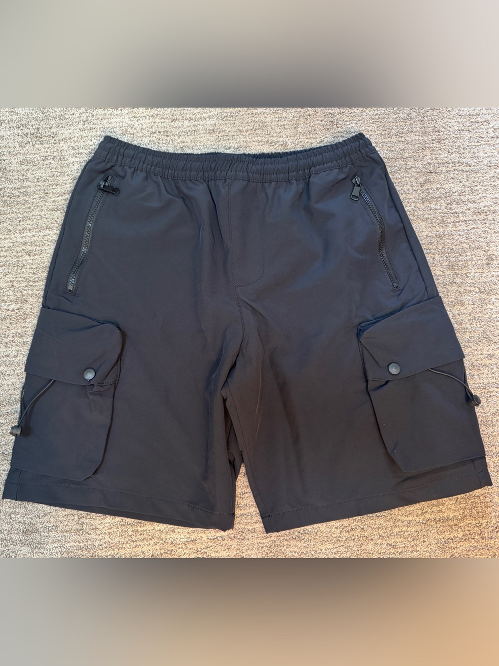 NWT Soulstar Black Cargo Tech Hybrid Shorts - Elastic Waist - M